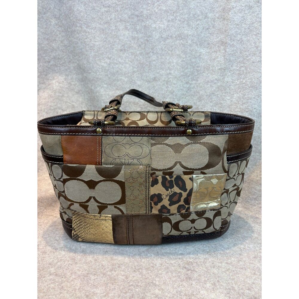 Y2K Vintage Coach Signature Patchwork Tote Bag - Gem